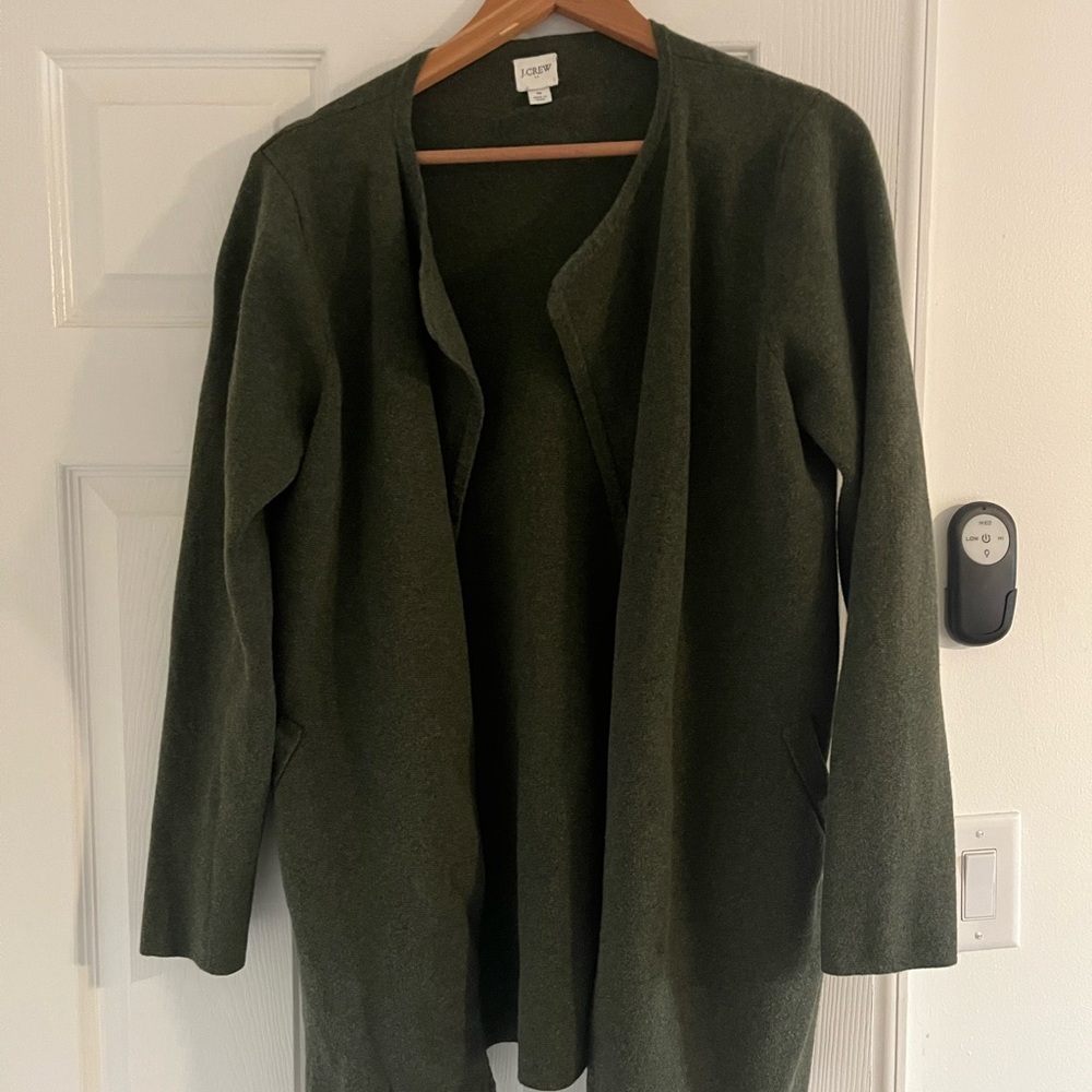 J. Crew Women's Dark Green Open Front Cardigan